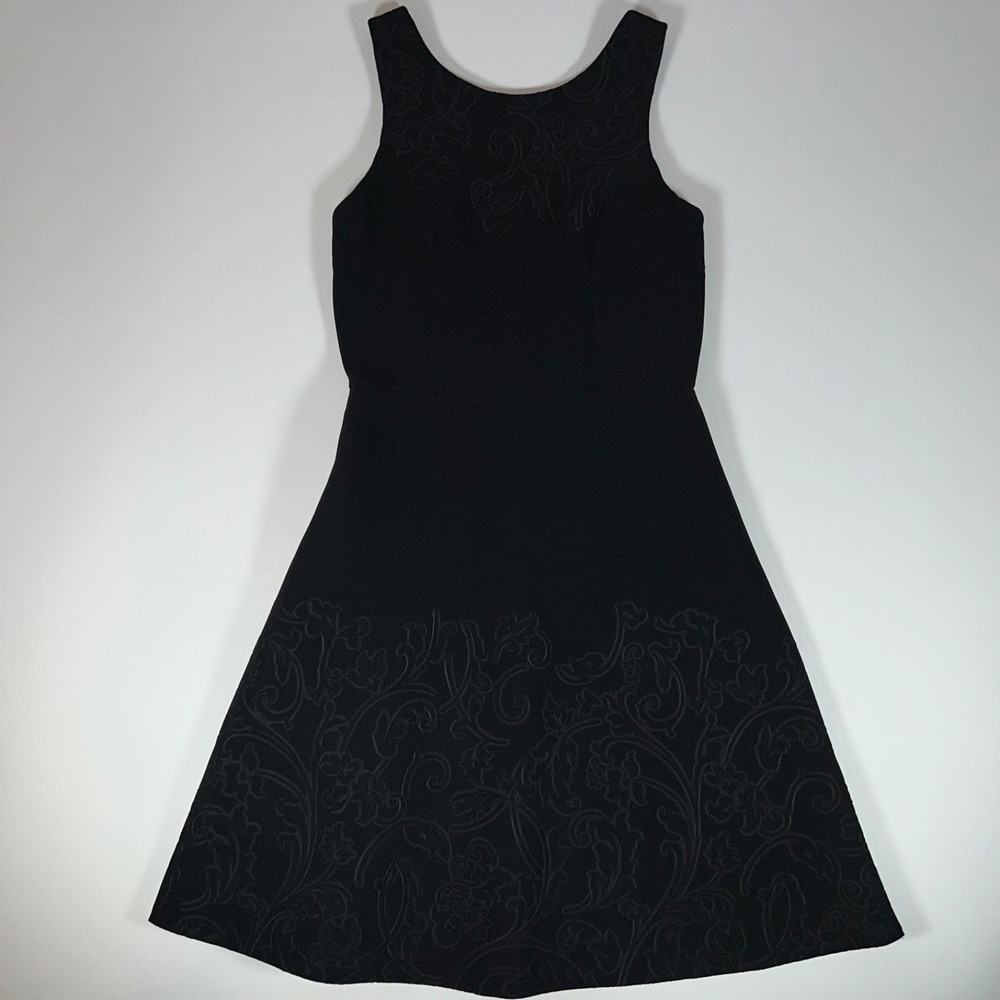 Vera Wang Womens Black Fit & Flare Dress Size 2 NWOT Sleeveless Jacquard Lined